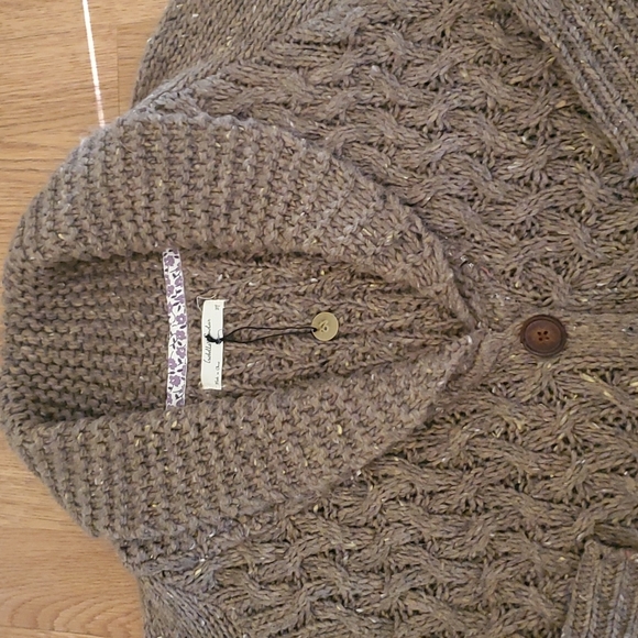 Isabella Sinclair Chunky Knit Cardigan Sweater Brown Shawl Collar Cozy Fall Sz M - Picture 2 of 5